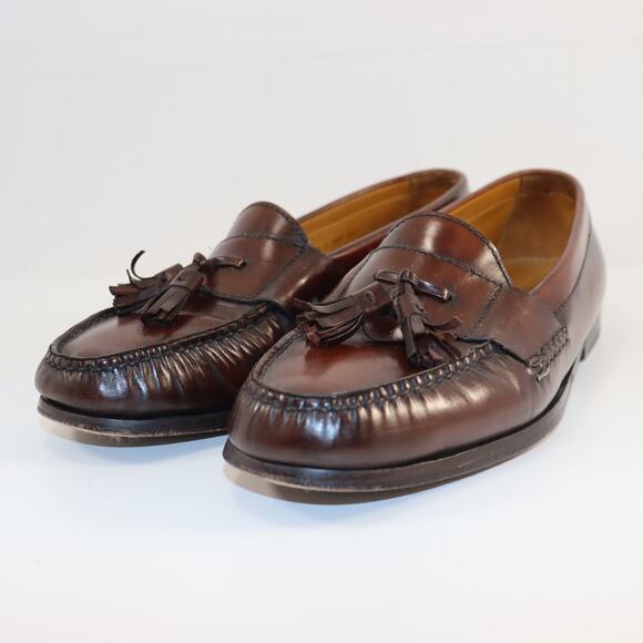 Cole Haan Men’s Dark Brown Leather Tassel Loafers | Size 9M Dress Shoes - Picture 1 of 6